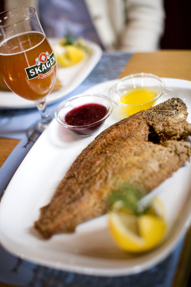 Żywność i napoje w restauracji w Skagen, Dania.